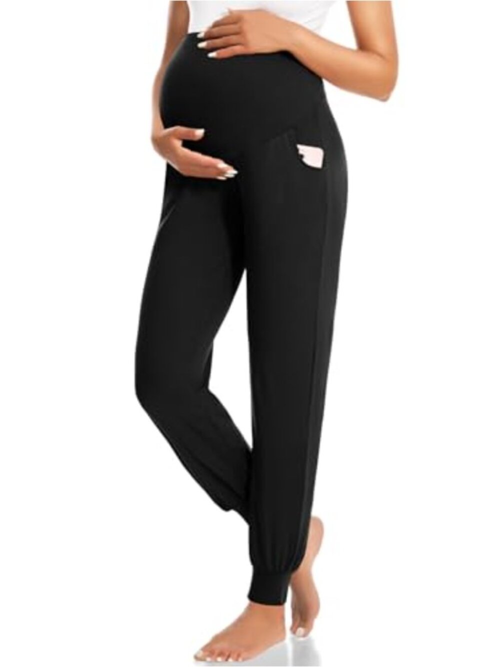 Maternity Pants with Pockets, Over Belly Leggings, Thick Pregnancy Joggers